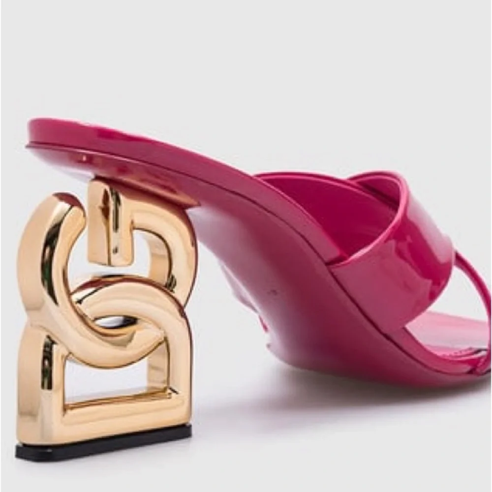 Dolce Gabbana DG logo sculped heel sandals mules size 39 - Picture 6 of 16